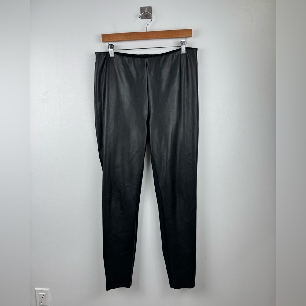 Wolford Women Lindsey‎ Faux Leather Front Black Legging Size  14